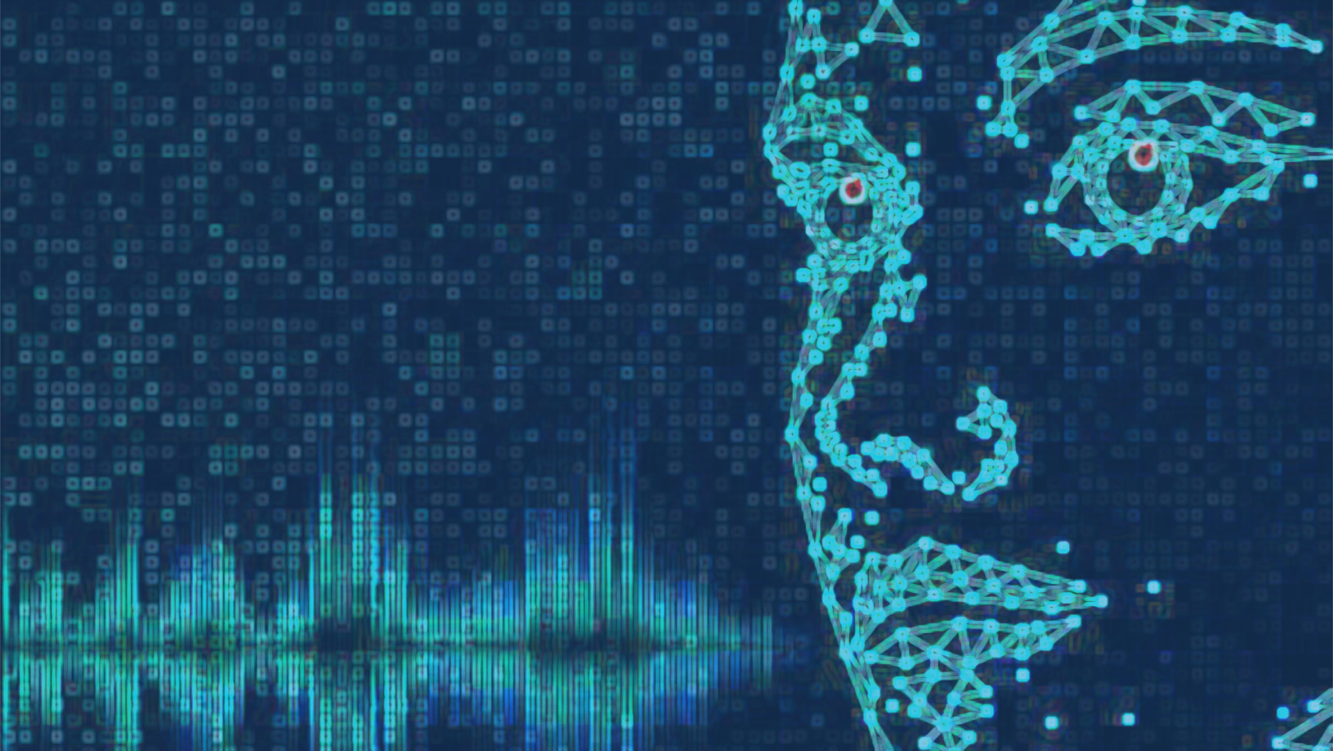 A color graphic showing the concept of AI language