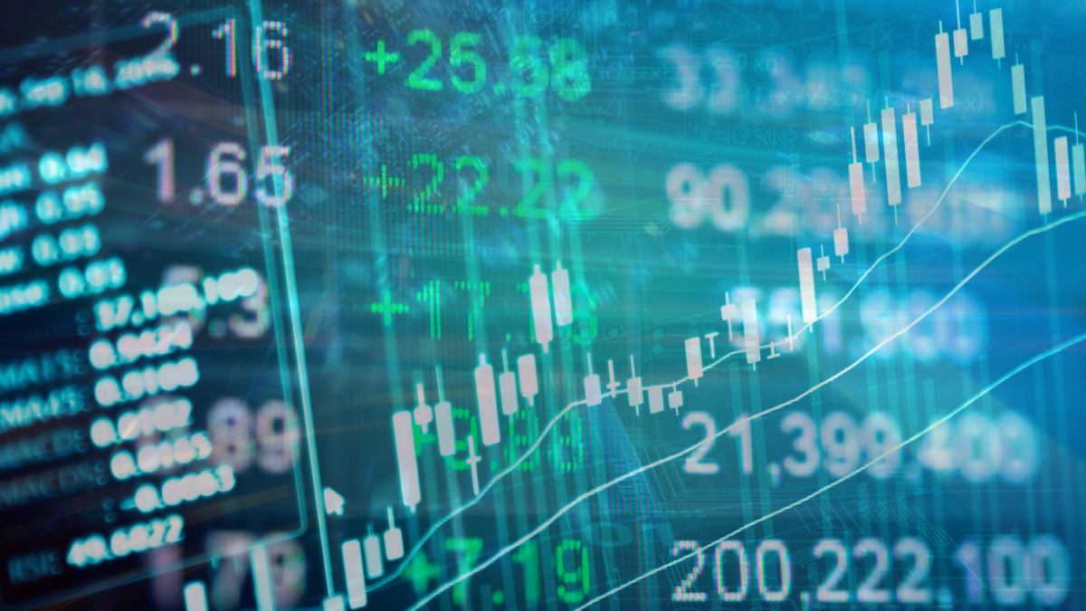AI stocks A color graphic showing stock market numbers