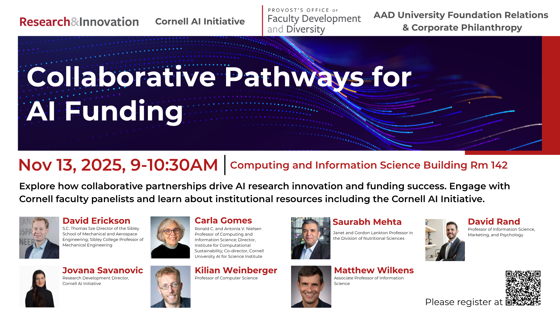 A color graphic promoting a panel discussion