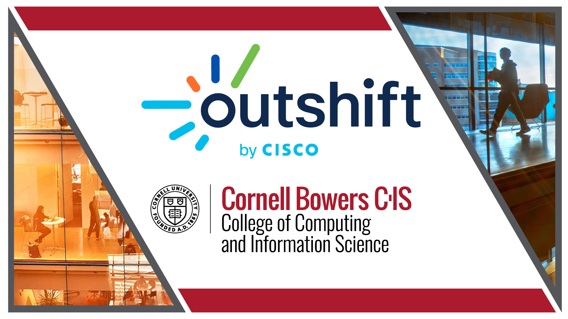 A color graphic showing the CISCO Research's Outshift logo and the logo for Cornell Bowers CIS