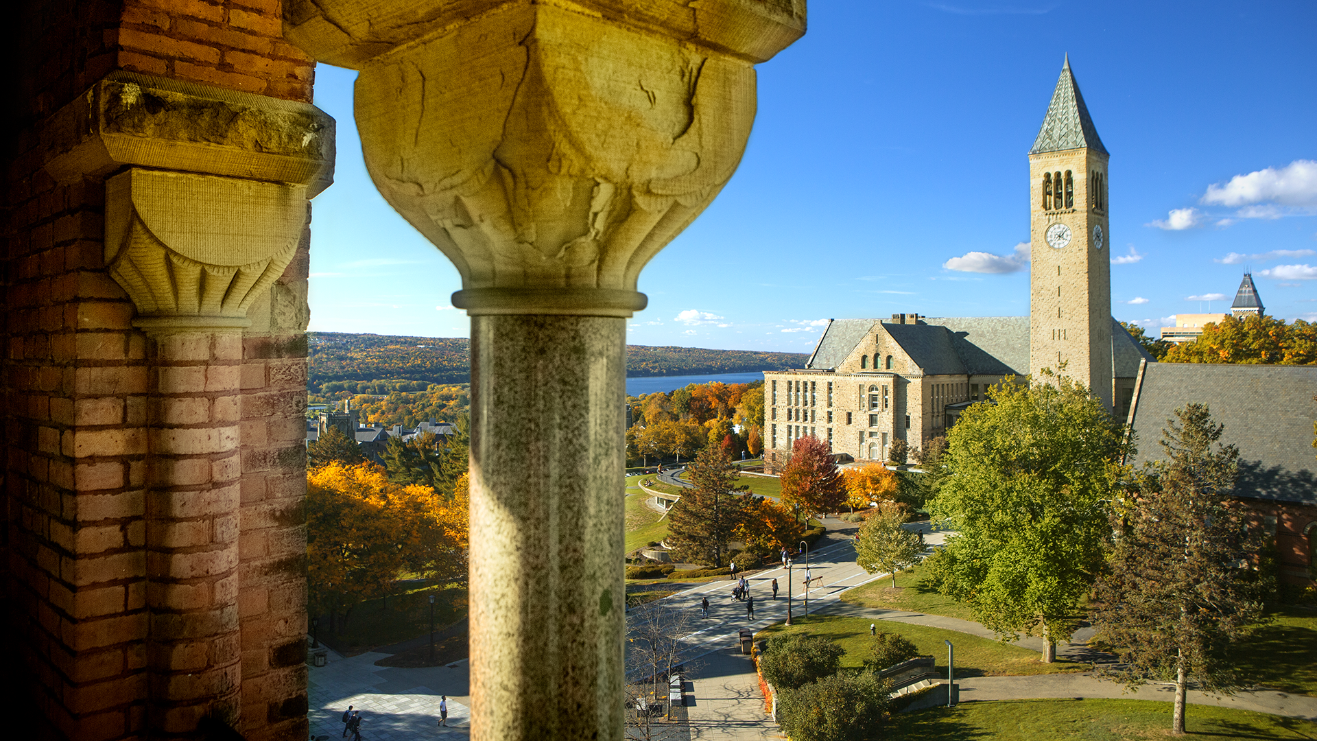 Cornell university skyline with blue skies