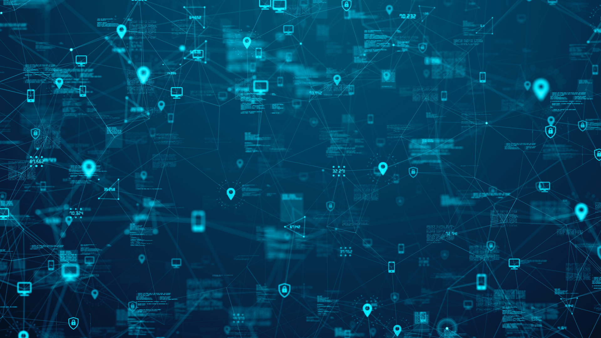 A color graphic showing the concept of cyber cybersecurity