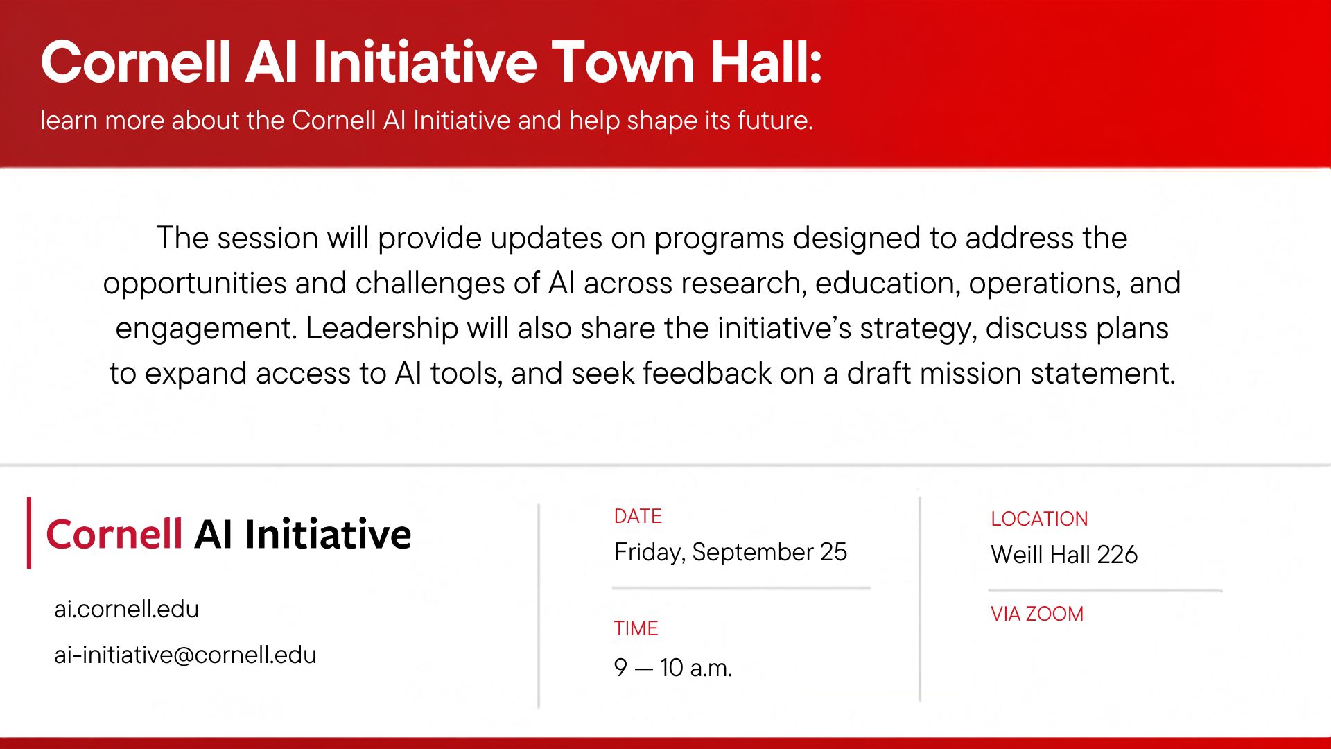 Graphic with date, time of town hall