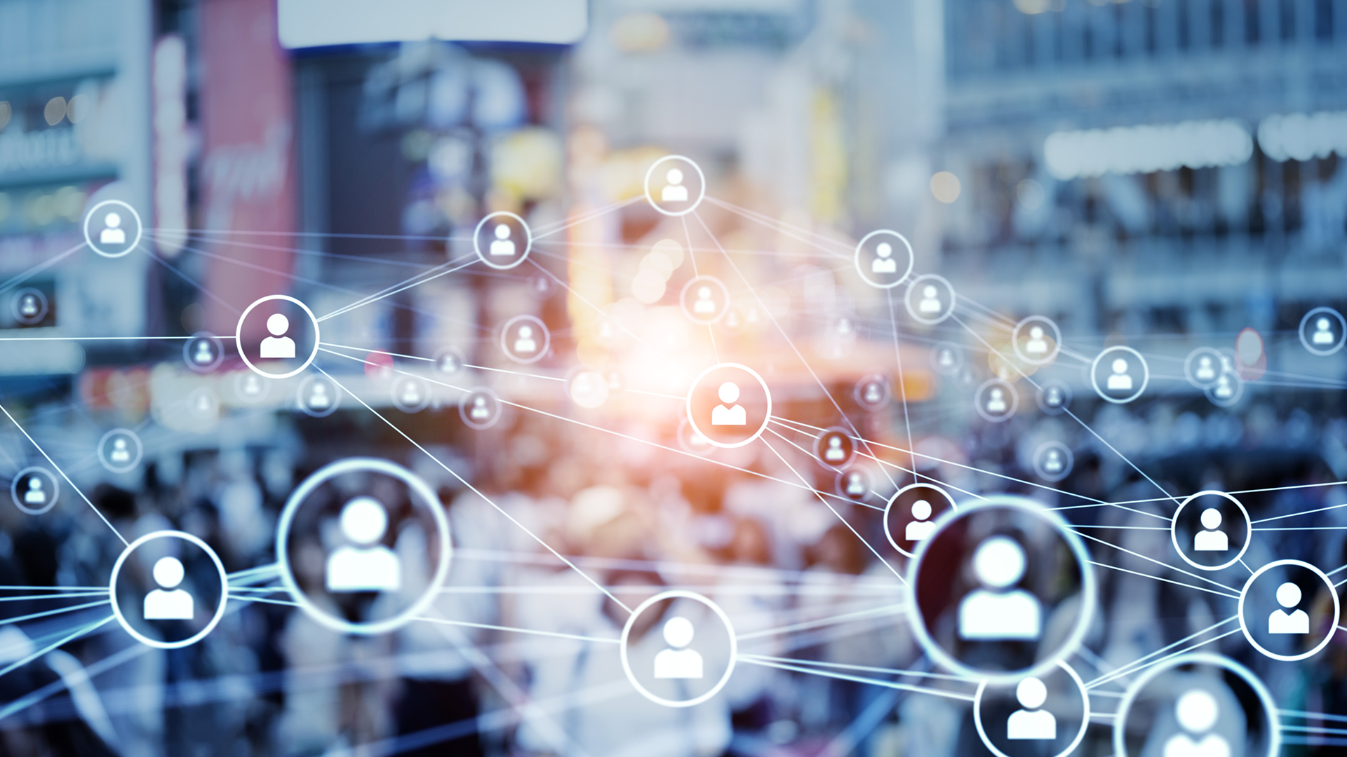 A color graphic showing the concept of social networks