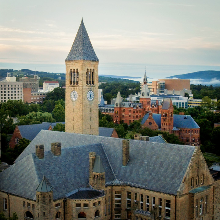 sky view of Cornell's campus