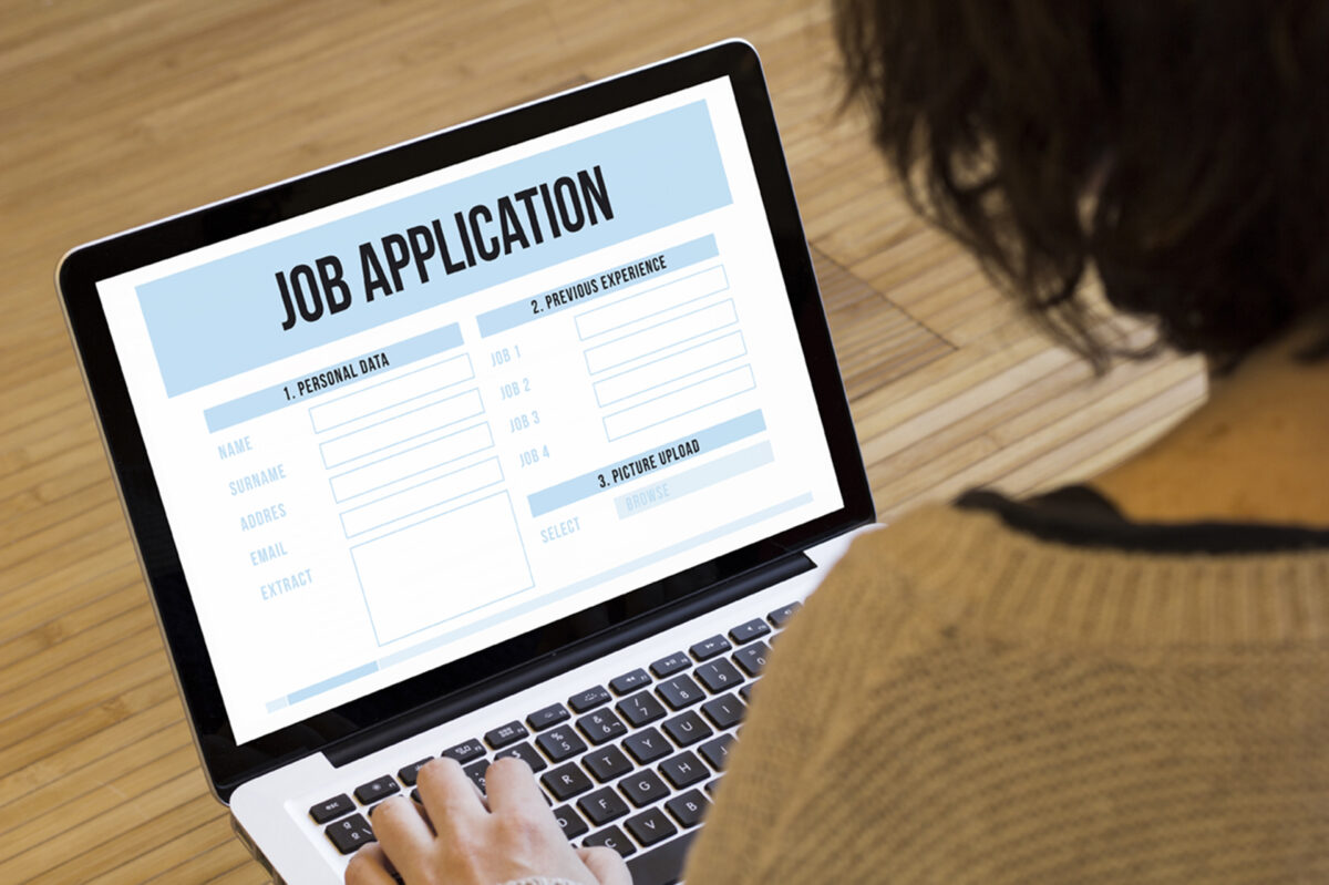 Job,Search,Online,Concept:,Job,Application,On,A,Laptop,Screen A color photo showing a person apply for a job on their computer Credit: McLittle Stock, Shutterstock